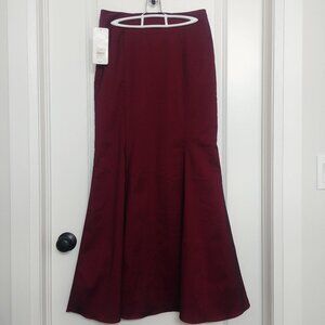 NEW TAGS Vintage Y2K flared wine dark red silky trumpet maxi skirt Carti…